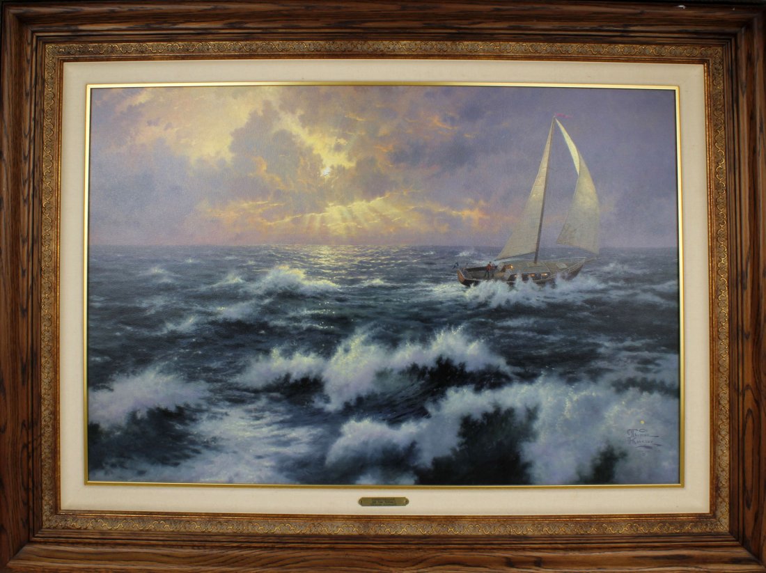 THOMAS KINKADE "PERSEVERANCE" GALLERY PROOF: Thomas Kinkade signed large scale gallery proof titled "Perseverance". Canvas measures 24" x 36"