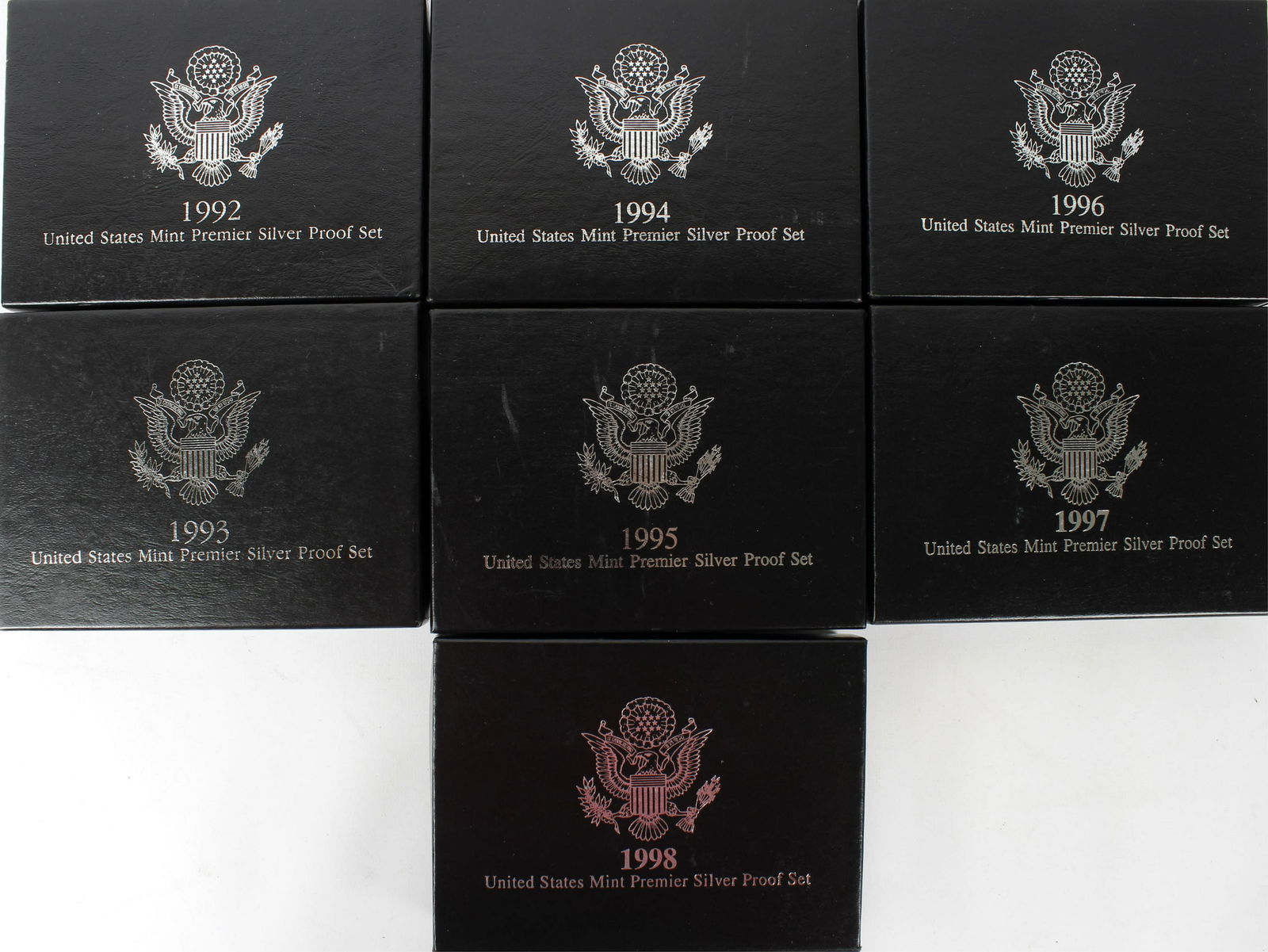 US PREMIER MINT PROOF SETS: 7 premier proof sets in Mint original packaging date runs from 1992-1997.
