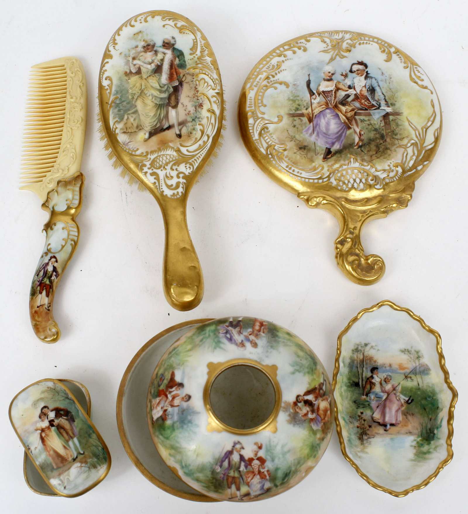 FRENCH LIMOGES PORCELAIN VANITY DRESSER SET (1 of 3)