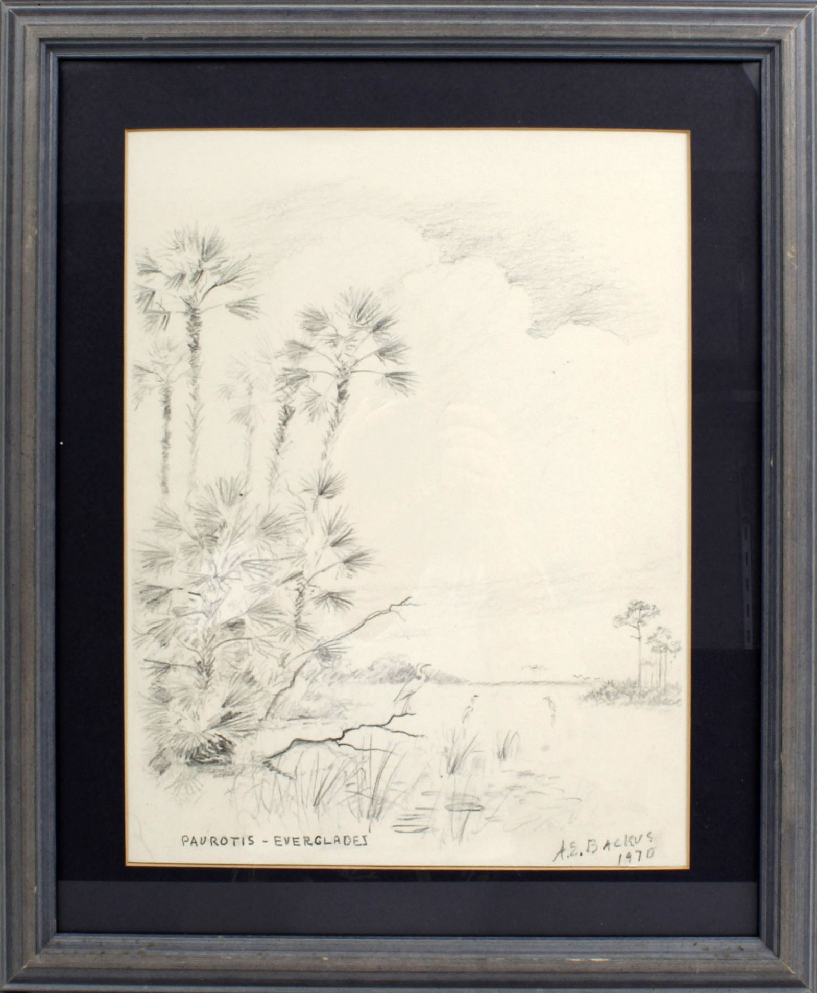 A.E. BACKUS FLORIDA ARTIST PENCIL SKETCH PRINT (1 of 4)