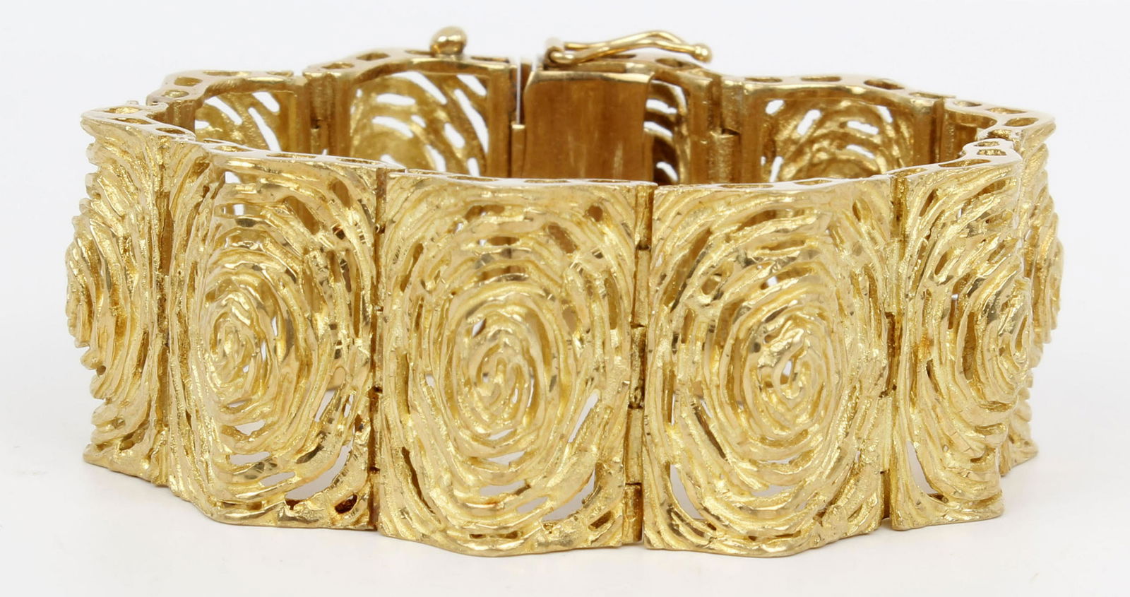 18K YELLOW GOLD BRUTALIST WAVE LINK BRACELET (1 of 2)