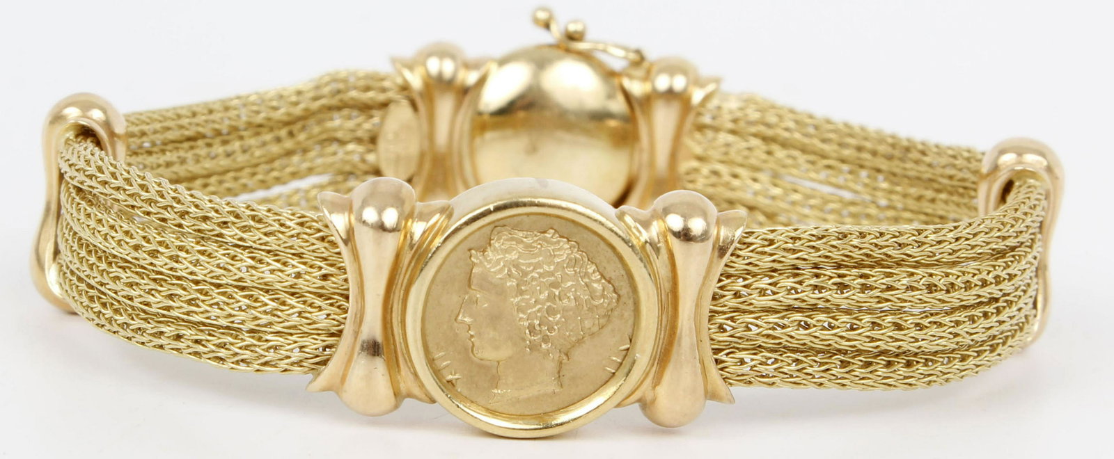 18K YELLOW GOLD ROMAN STYLE COIN BRACELET (1 of 4)