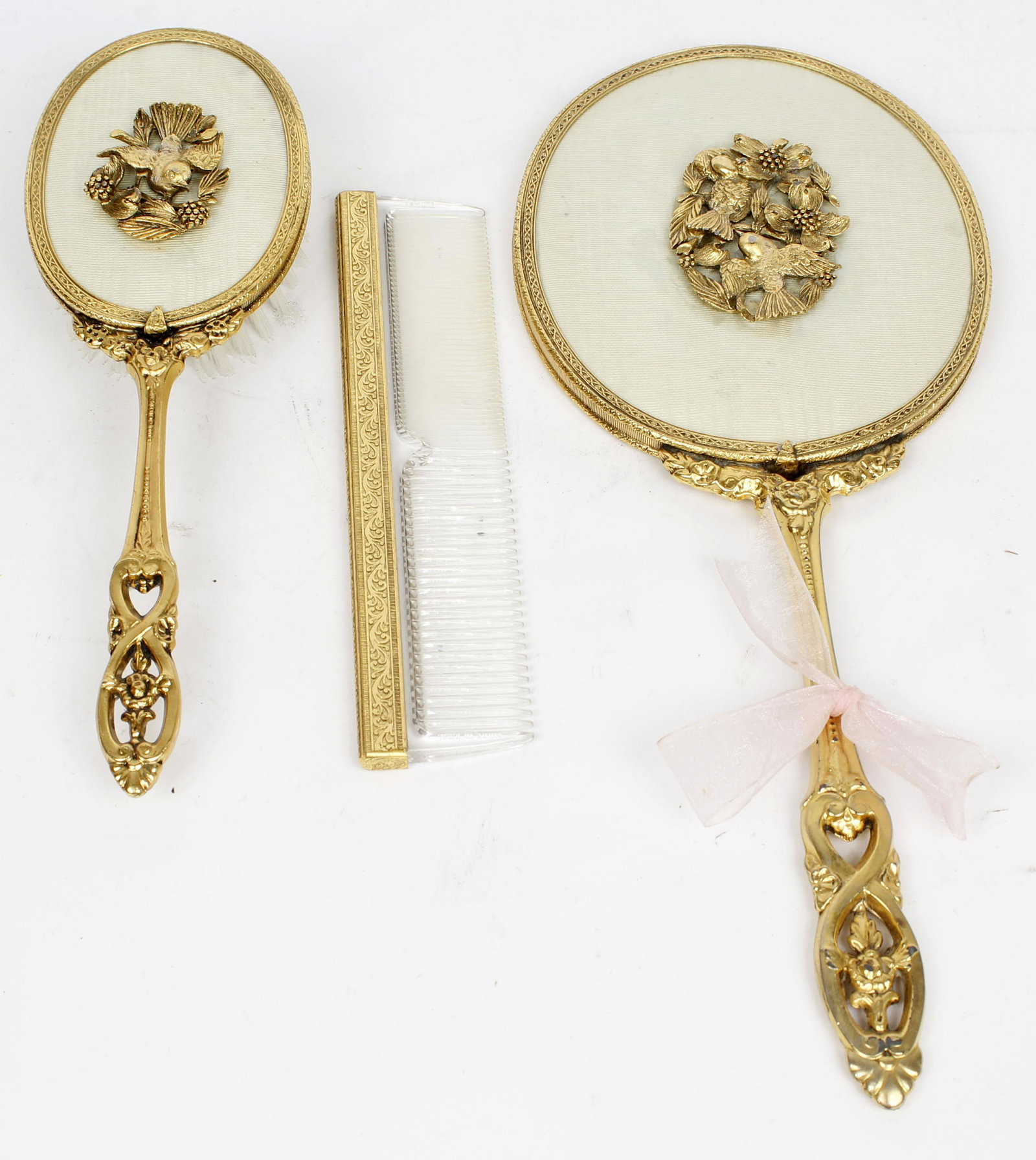 BRONZE DRESSER SET BRUSH COMB MIRROR (1 of 4)