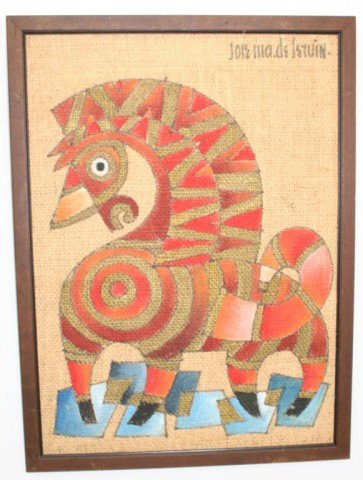 SIGNED ABSTRACT PAINTING JOSE MARIA DE SERVIN: SIGNED ABSTRACT PAINTING JOSE MARIA DE SERVIN Framed oil on burlap, Abstract horse by Jose Maria de Servin (Mexican 1917-1995), signed upper right. Size 19W x 25.5H. 20thC Size: 19 x 25" Condition: VG