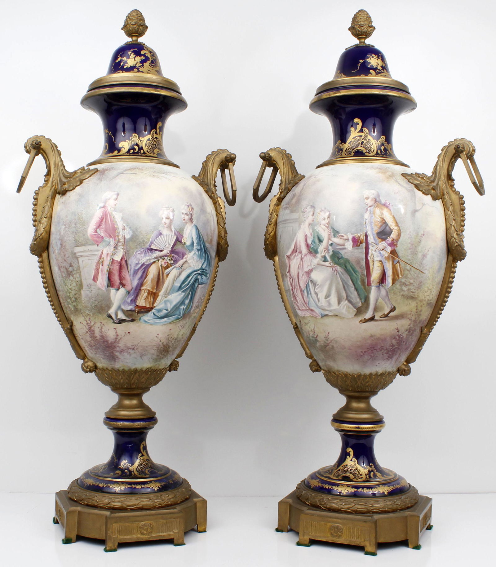 NAPOLEON III SEVRES URNS MONUMENTAL PAIR PASCAULT (1 of 5)