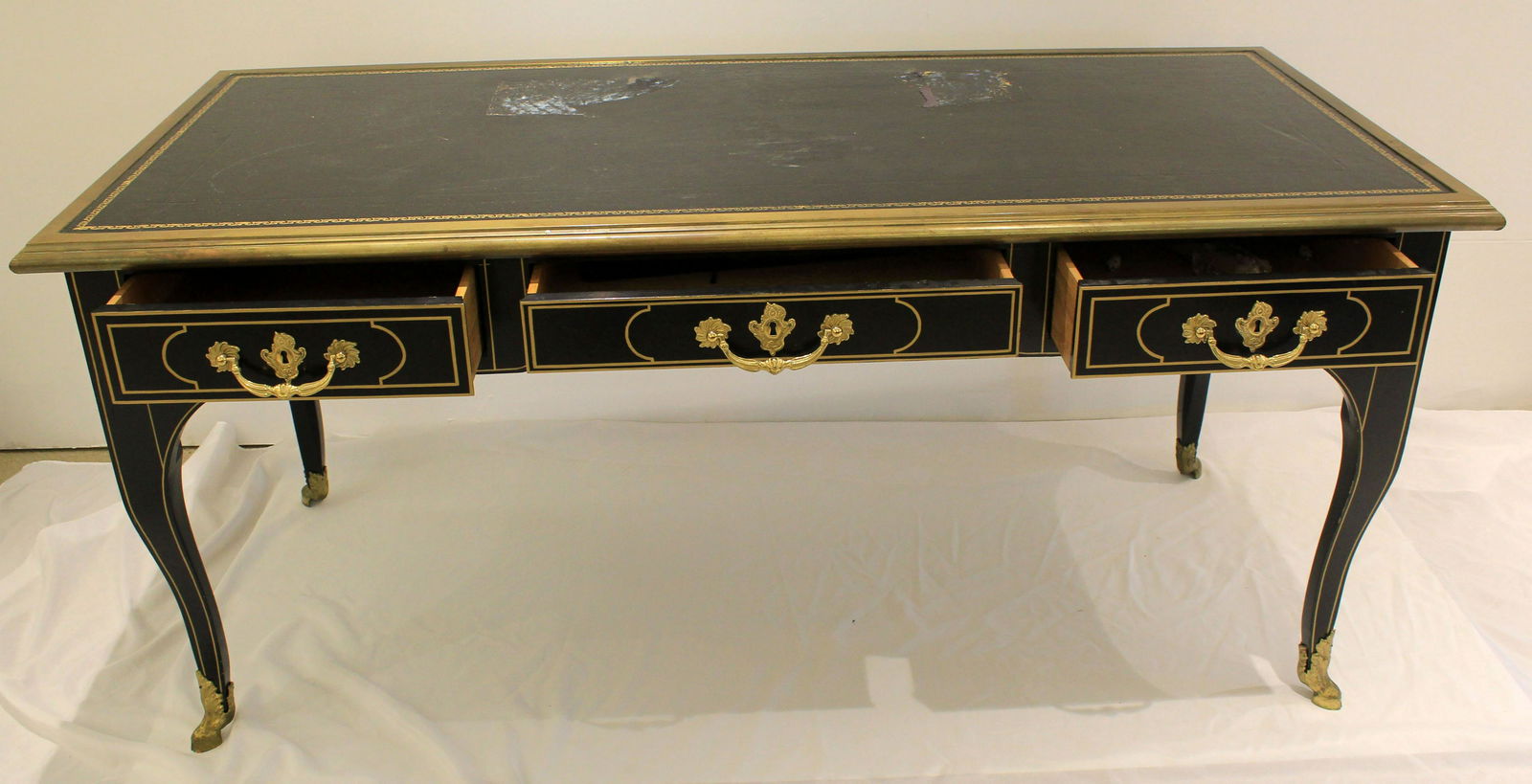 REVIVAL FEDERALIST BLACK LAQUER BAKER DESK (1 of 3)