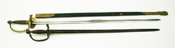 EARLY 1800s SWORD PLUS 1840 NCO SWORD REPLICA: EARLY 1800s SWORD PLUS 1840 NCO SWORD REPLICA NCO's sword with shortened, etched blade, Solingen maker. Early 1800s. Plus a replica NCO's sword. 1814 pattern. Size: N/A Condition: GC EST. 100-300