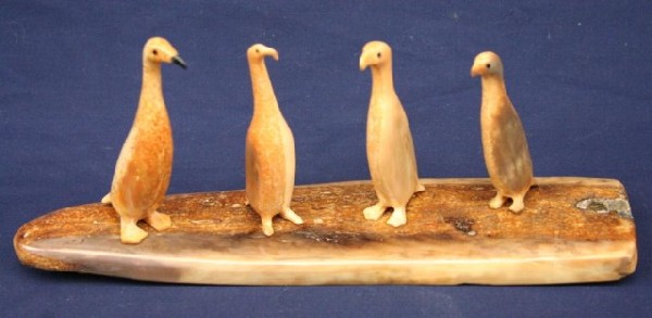 ALASKAN WALRUS TUSK IVORY BIRDS: ALASKAN WALRUS TUSK IVORY BIRDS Carved ivory birds. Unsigned. Size: 3.75" tall Condition: VGC EST. $100-300
