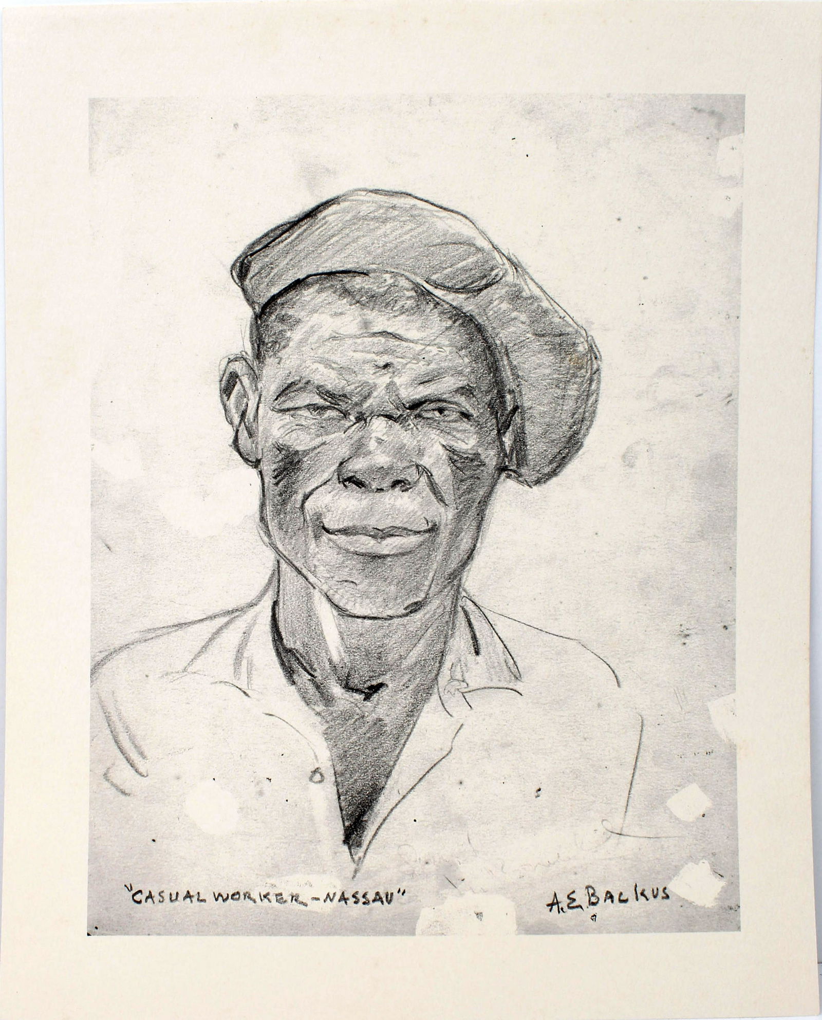 A.E. BACKUS PENCIL SKETCH CASUAL WORKER NASSAU (1 of 4)