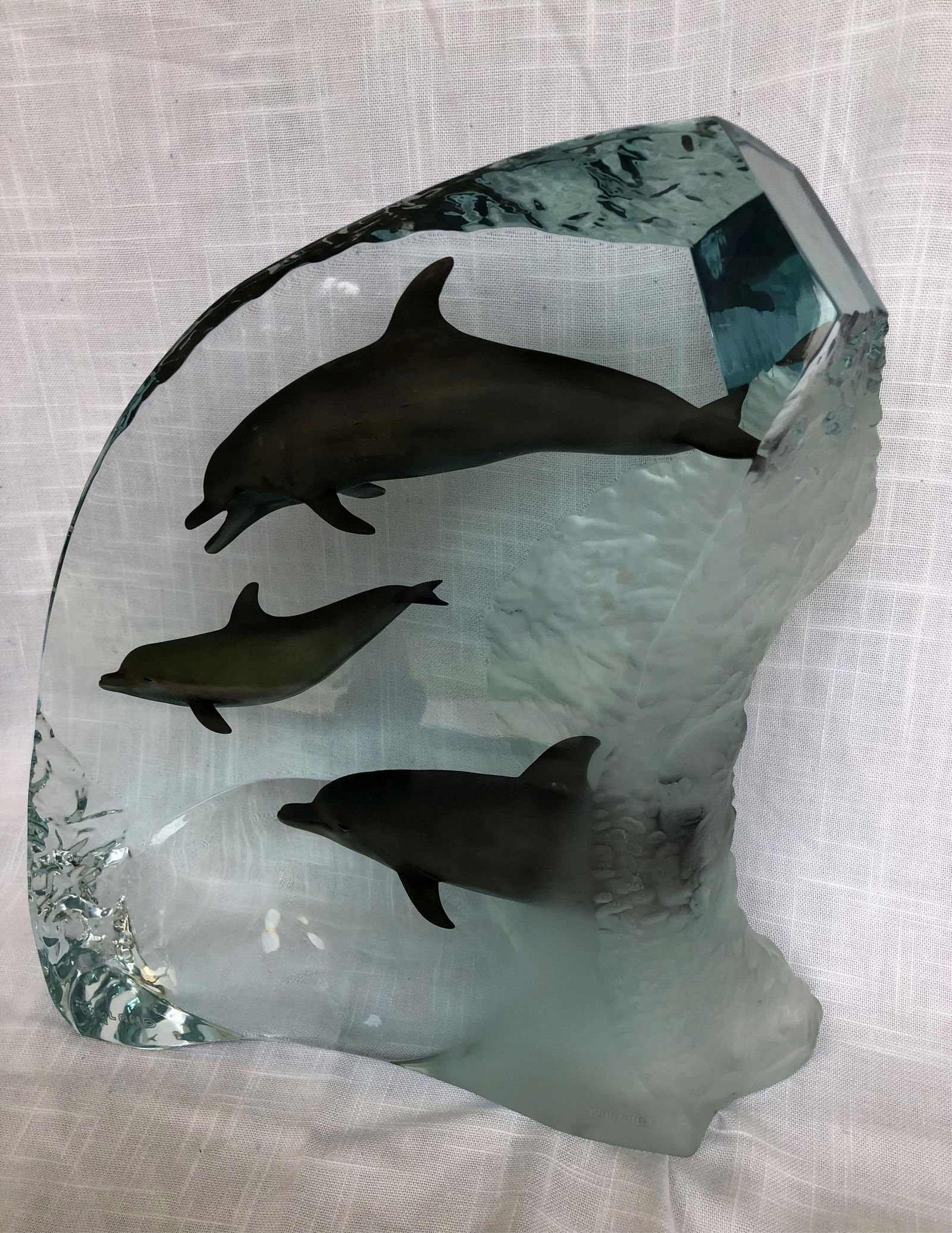 ROBERT WYLAND DOLPHIN WONDER LUCITE SCULPTURE (1 of 3)