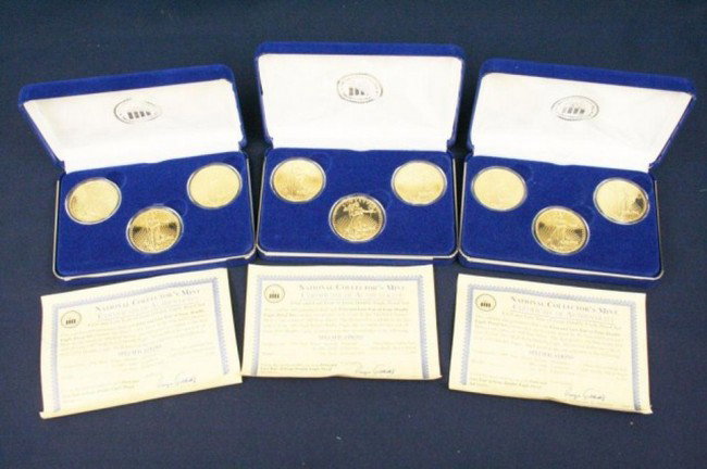 USA- (3) 1933/1907 DOUBLE EAGLE PROOF SETS SILVER: USA- (3) 1933/1907 DOUBLE EAGLE PROOF SETS SILVER Three collector's sets from the National Collector's Mint. These are 3 coin First and Least Year of Issue Double Eagle Proof Sets. 2 Coins per set are
