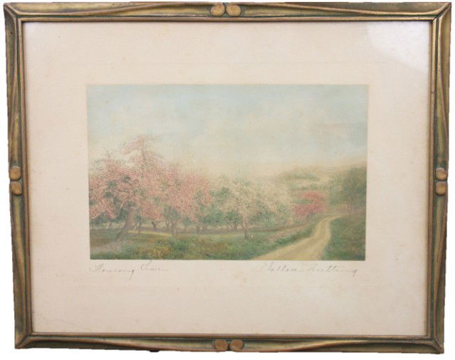COLORED PHOTO WALLACE NUTTING - FLOWERING TIME: COLORED PHOTO WALLACE NUTTING - FLOWERING TIME Water color hand painted photograph. (C1917). Signed in pen. Original frame and paper matting. Size: 15 x 12 inches framed Condition: VGC Est. $50 - 150