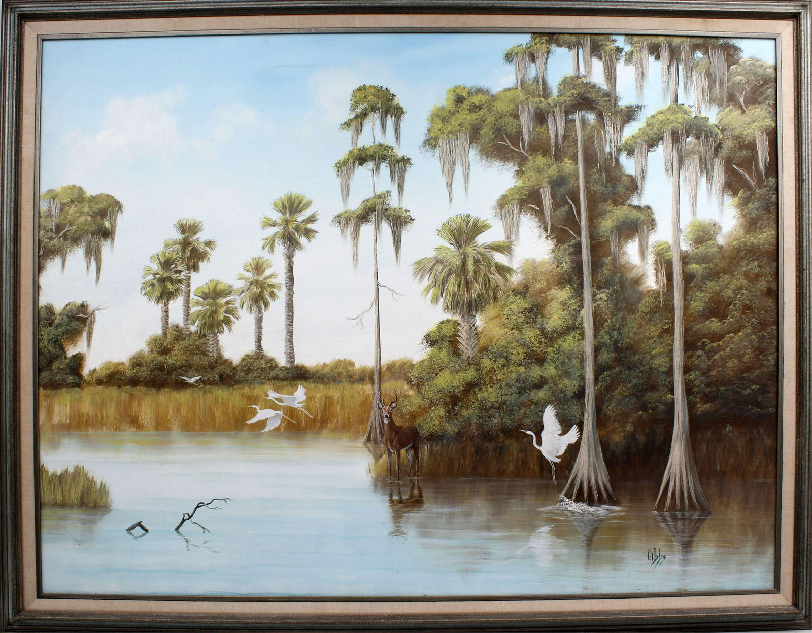 JOE GIBBS FLORIDA ARTIST GREAT EGRETS IN BANYONS (1 of 4)
