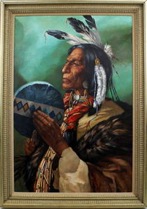 JAMES HUTCHINSON NATIVE AMERICAN OIL PAINTING