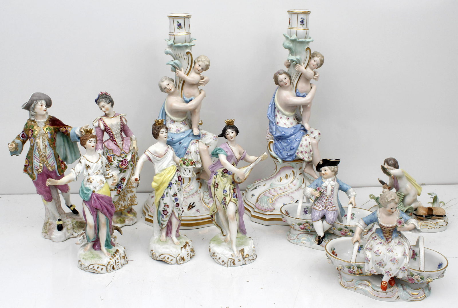 MEISSEN 8 FIGURINES AND 2 CANDLE HOLDERS (1 of 13)