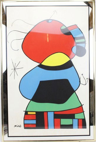 JOAN MIRO - LITHOGRAPH: JOAN MIRO - LITHOGRAPH Joan Miro, (Spanish,1893-1983). Lithograph print. Size: 24 x 34" Condition: GC some age discoloration Est.$100-300