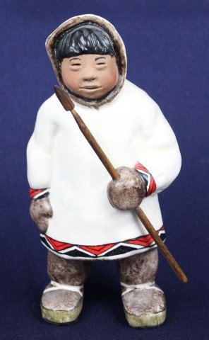 1962 DATED ALASKAN FIGURE BY C ALAN JOHNSON: 1962 DATED ALASKAN FIGURE BY C ALAN JOHNSON A pottery china figure, signed by the artist and dated 1962. Size: 5.5" Condition: VGC Est.$100-300