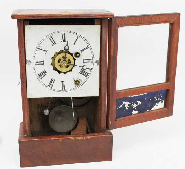 ANSONIA BRASS CO LIGHT WOOD MANTLE CLOCK - 3