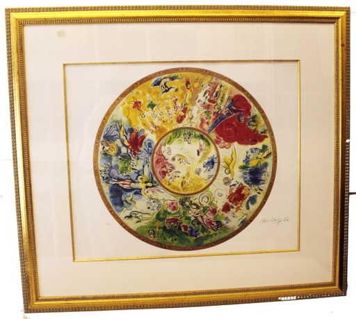 Marc Chagall Signed Lithograph Paris Opera Ceiling