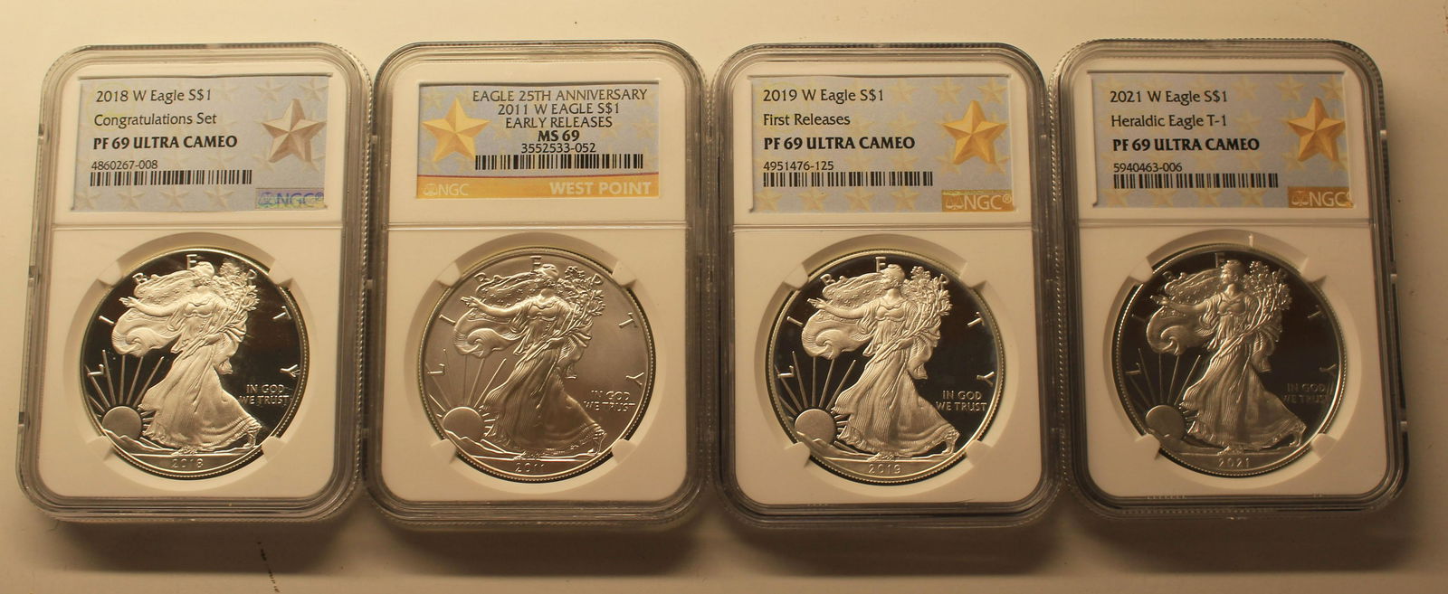 NGC $1 SILVER EAGLES PROOF / MS 69 (1 of 2)