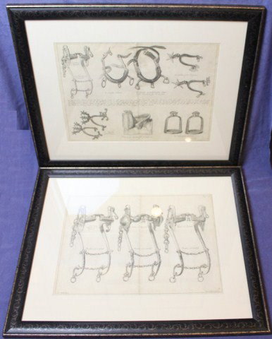 LUCAS VORSTERMAN - HORSE TACK ETCHINGS: LUCAS VORSTERMAN - HORSE TACK ETCHINGS Vorsterman, Lucas Emil, the Elder (1595-1675). Plates 13 and 39 from the horse and rider series. Center fold. Presented in modern frames. Size: 15 x 22" Conditio
