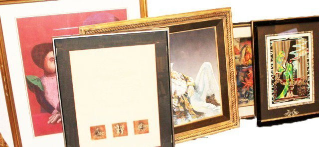 LOT OF 5 SIGNED/NUMBERED LITHOGRAPHS: LOT OF 5 SIGNED/NUMBERED LITHOGRAPHS Kent Butler "Dunbar", 34"X30". JF Bos, "Green Fur" numbered 8/175, 23"X30". Williams, "Fruits and Flowers", 20"X16". [Illegible], "Workers in the Field", stamped a