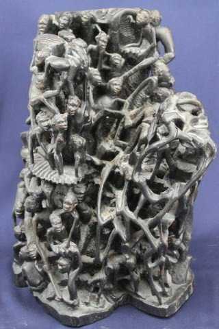 MAKONDE EBONY CARVING OF THE TREE OF LIFE: MAKONDE EBONY CARVING OF THE TREE OF LIFE A highly skilled carving in ebony of the tree of life. Size: 13.5" Condition: VGC light age wear Lot: 15357