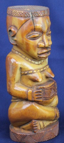 AFRICAN CARVED ELEPHANT IVORY FERTILITY FIGURE: AFRICAN CARVED ELEPHANT IVORY FERTILITY FIGURE Elephant tusk carved ancestral or fertility figure. Some age cracking. Very nicely age toned. Size: 9" Condition: VGC see description Lot: 15383
