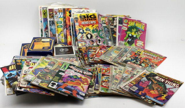 100+ DC MARVEL & MORE COMIC BOOKS 20¢ AND UP: 100+ DC MARVEL & MORE COMIC BOOKS 20¢ AND UP Large lot of 100+ comic books. Spiderman, Conan, 20¢ Rawhide Kid, Rom, 20¢ Worlds Unknown, 20¢ Invisiable Man, Planet of the Apes and more. Included in