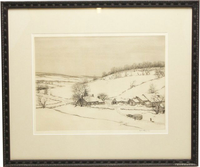 KERR EBY ETCHING SIGNED PROOF - CHRISTMAS TREES: KERR EBY ETCHING SIGNED PROOF - CHRISTMAS TREES Kerr Eby (American, 1889 - 1946), Etching, Signed artist proof - pencil to lower right, Christmas Trees, Professionally framed & matted. Size: 10X13", F