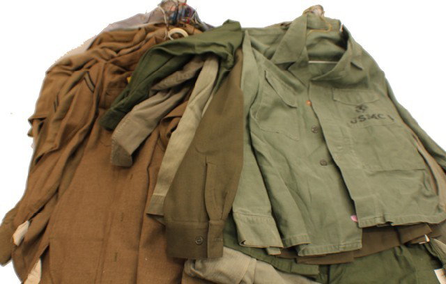 UNIFORM - MIXED SELECTION OF 43 MILITARY SHIRTS: UNIFORM - MIXED SELECTION OF 43 MILITARY SHIRTS Some with patches and including Army, Navy, USMC and Air Forces. Size: Various Condition: VG or better EST. 100-300