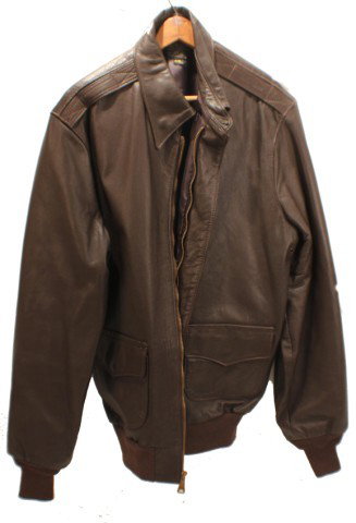 UNIFORM - US AVIATOR A2 TYPE LEATHER JACKET: UNIFORM - US AVIATOR A2 TYPE LEATHER JACKET Leather flight jacket, type A2. 44 Large. Willis & Gieger inc. Size: Various Condition: VG or better EST. 100-200