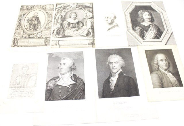 C16TH-19TH ENGRAVINGS OF ROYAL & PROMINENT FIGURES: C16TH-19TH ENGRAVINGS OF ROYAL & PROMINENT FIGURES These engravings include "Nicholas of Perigny," "Nicholas De Neufville, Marshall of France," "William of Orange," "Benjamin Franklin," "George Washin