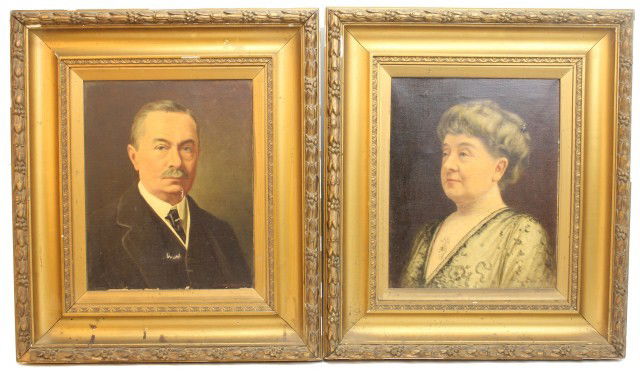 J. NEWMAN HOLROYD - PORTRAIT OF A LADY & GENTLEMAN: J. NEWMAN HOLROYD - PORTRAIT OF A LADY & GENTLEMAN John Newman Holroyd (British, early 20th Century) Portrait of a man and a woman. signed and dated 'J. Newman Holroyd 1924' (lower right), oil on canv