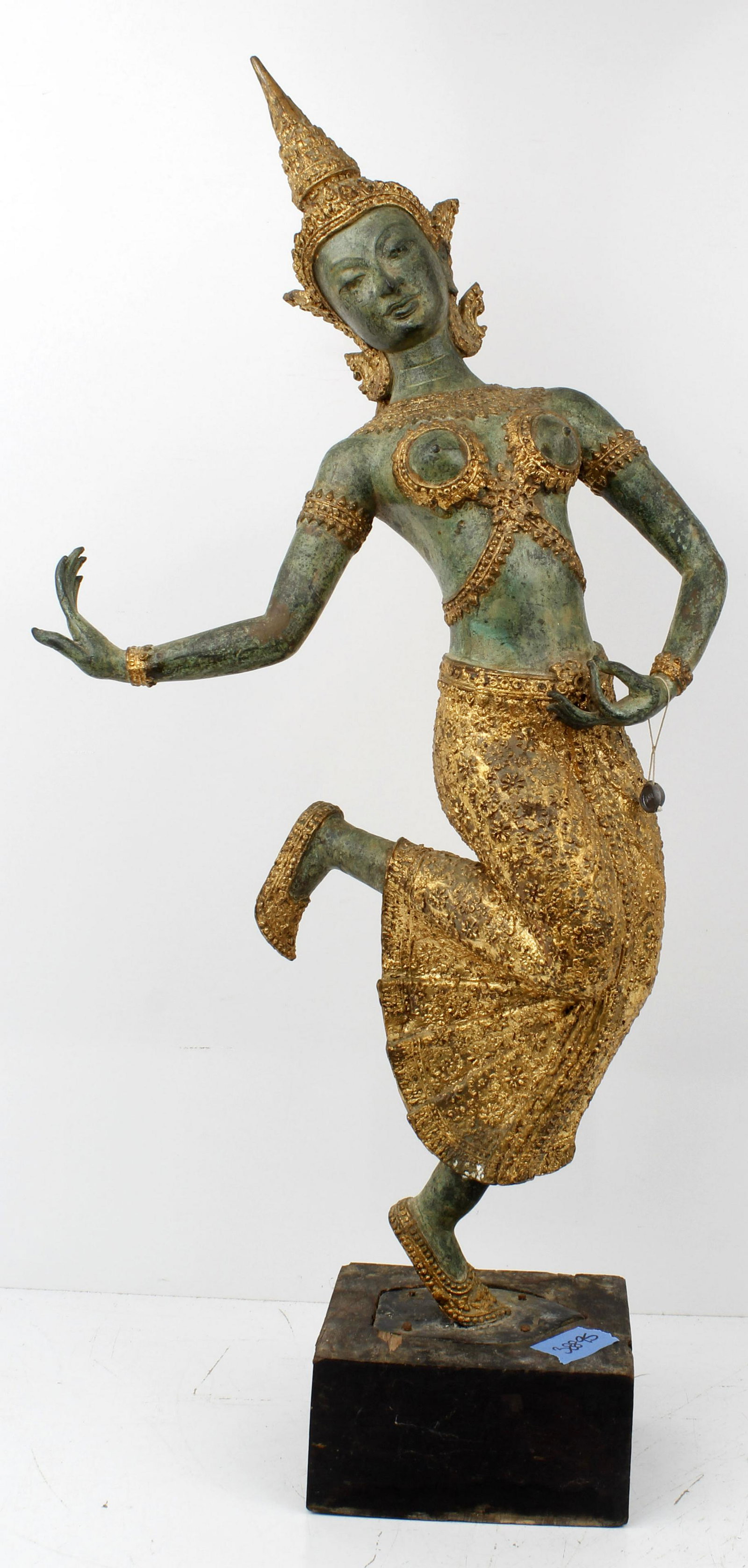 ANTIQUE GILT BRONZE THAI DANCER PHRA RAMA ON STAND (1 of 2)