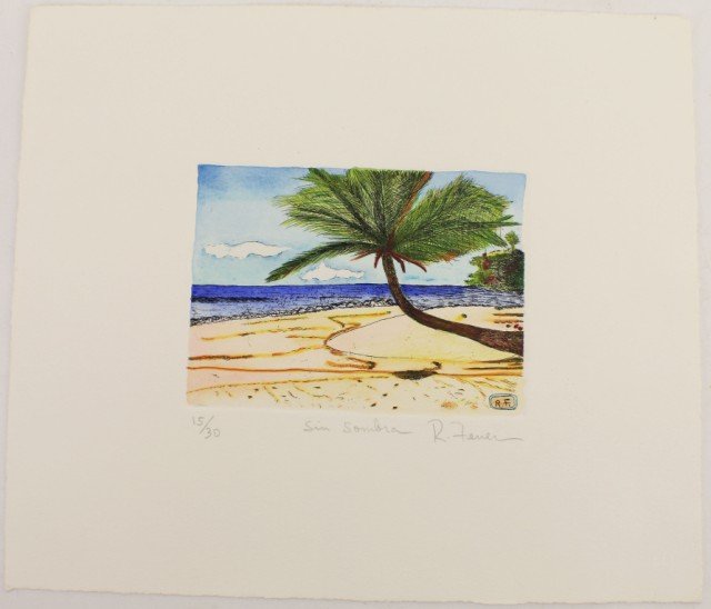 RAFAEL FERRER - LITHOGRAPH SIN SOMBRA: RAFAEL FERRER - LITHOGRAPH SIN SOMBRA Rafael Ferrer (Puerto Rican, b.1933). Sin Sombra, #15/30. Limited edition signed lithograph by Raphael Ferrer. Represented by Nancy Hoffman Gallery. Size: 12 x 14