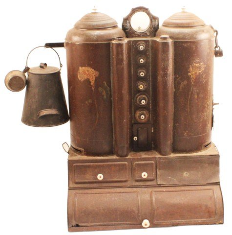19TH CENTURY PORTABLE WAGON PANTRY: 19TH CENTURY PORTABLE WAGON PANTRY These pantries used to be mounted on the rear end of wagons for western travel purposes. Large portable pantry with 6 spice tins, 4 lift doors with internal storage 