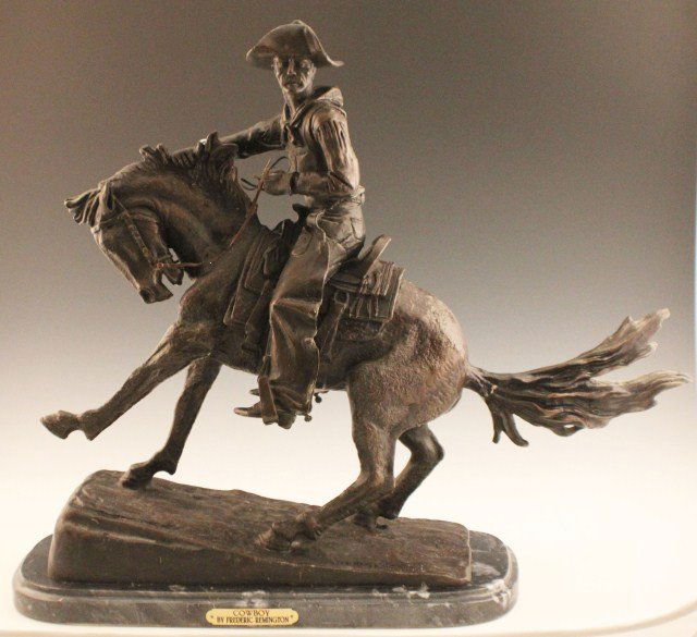 BRONZE STATUE COWBOY BY FREDERIC REMINGTON