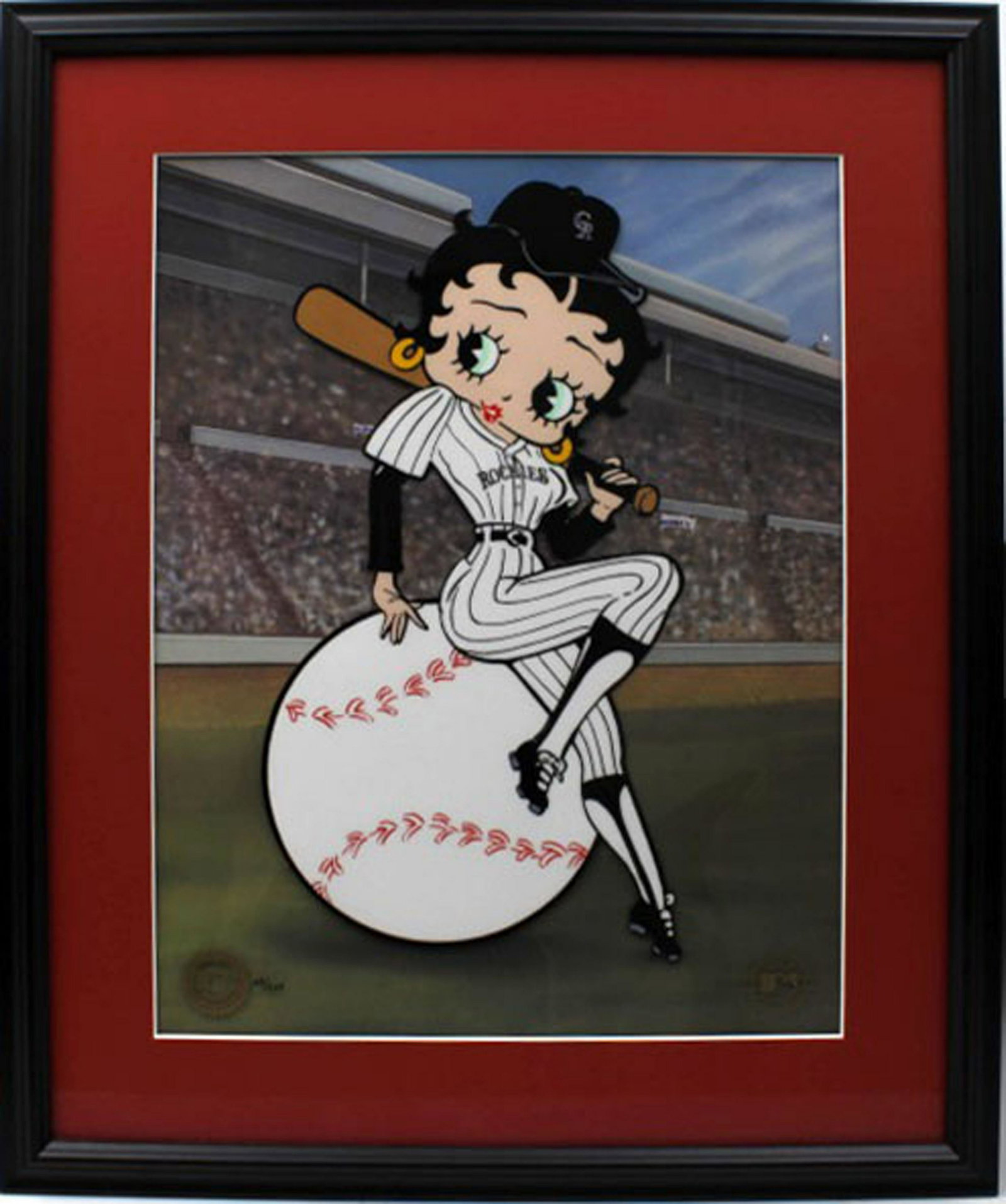KING FEATURES BETTY BOOP ON DECK - ROCKIES SERICEL: King Features, Inc. Betty on Deck - Rockies 2000. Sericel. limited edition. From the numbered edition of 49/500 (50 artist's proofs also exist). Comes with Certificate of Authenticity and Appraisal by