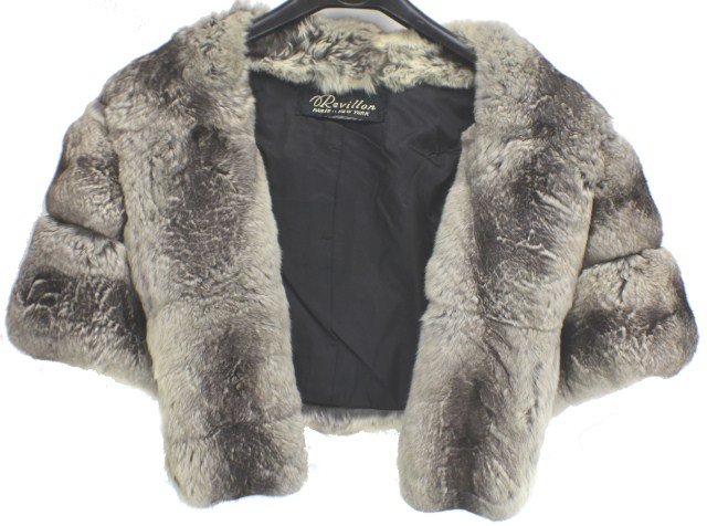 VINTAGE RABBIT PELT SHAWL SAKS 5TH AVE: Extremely soft black and white rabbet shawl. Size: L-14", S-14", Revillion Saks Fifth Avenue.