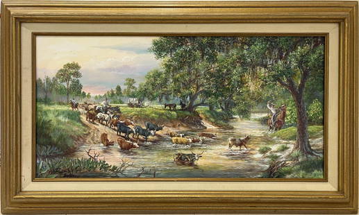 ROBERT BUTLER FLORIDA HIGHWAYMEN A/P GICLEE: Butler, Robert (1943-2014) Florida Highwaymen Painting. Artist Proof Giclee - signed lower left in print and hand signed. Limited edition and Artist Proof. Cracker Trailgiclee - possibly a part of the