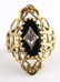 LADIES 10K GOLD ONYX & DIAMOND RING - 3