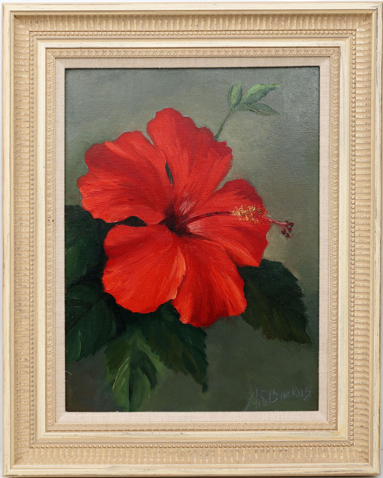ALBERT E BACKUS FLORIDA ARTIST HIBISCUS SCARLETS (1 of 4)