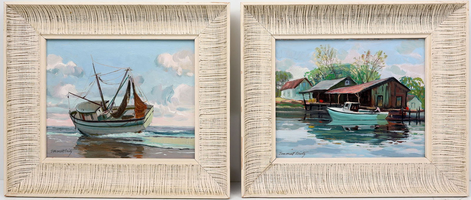 EMMETT FRITZ FLORIDA ARTIST PAIR BOATING SCENES (1 of 5)