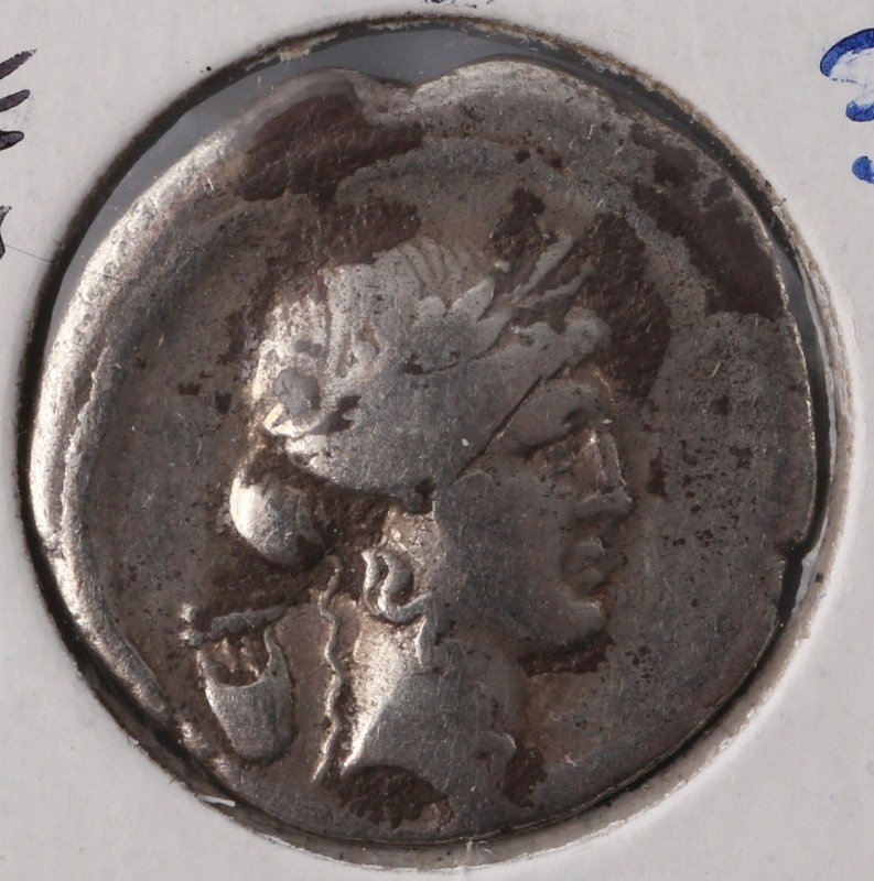 ROMAN REPUBLIC AR DENARIUS: ROMAN REPUBLIC AR DENARIUS Roman silver coin: 42BC P. Clodius M E Turrinus AR Denarius - Rome. Laureate Lyre in left. rev; Diana Lucifola standing right. Torches, Bow and quiver over shoulder.