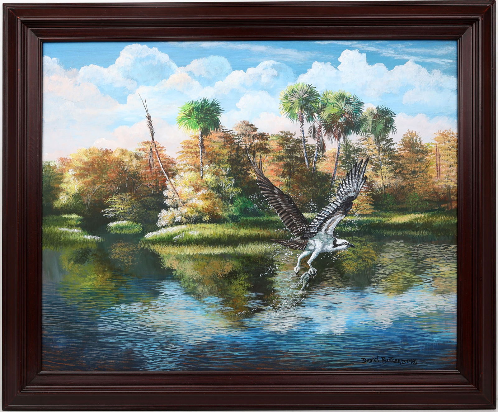 DANIEL BUTLER FLORIDA ARTIST WILDLIFE: Butler, Daniel - Son of Highwaymen Robert Butler- Florida Artist. Oil on Masonite - signed lower right. Executed in Palette Knife on a Field of Brushwork. Third Place Prizewinner At Tampa's Art Expo.