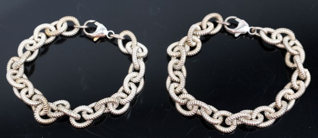 2 STERLING LINK BRACELETS