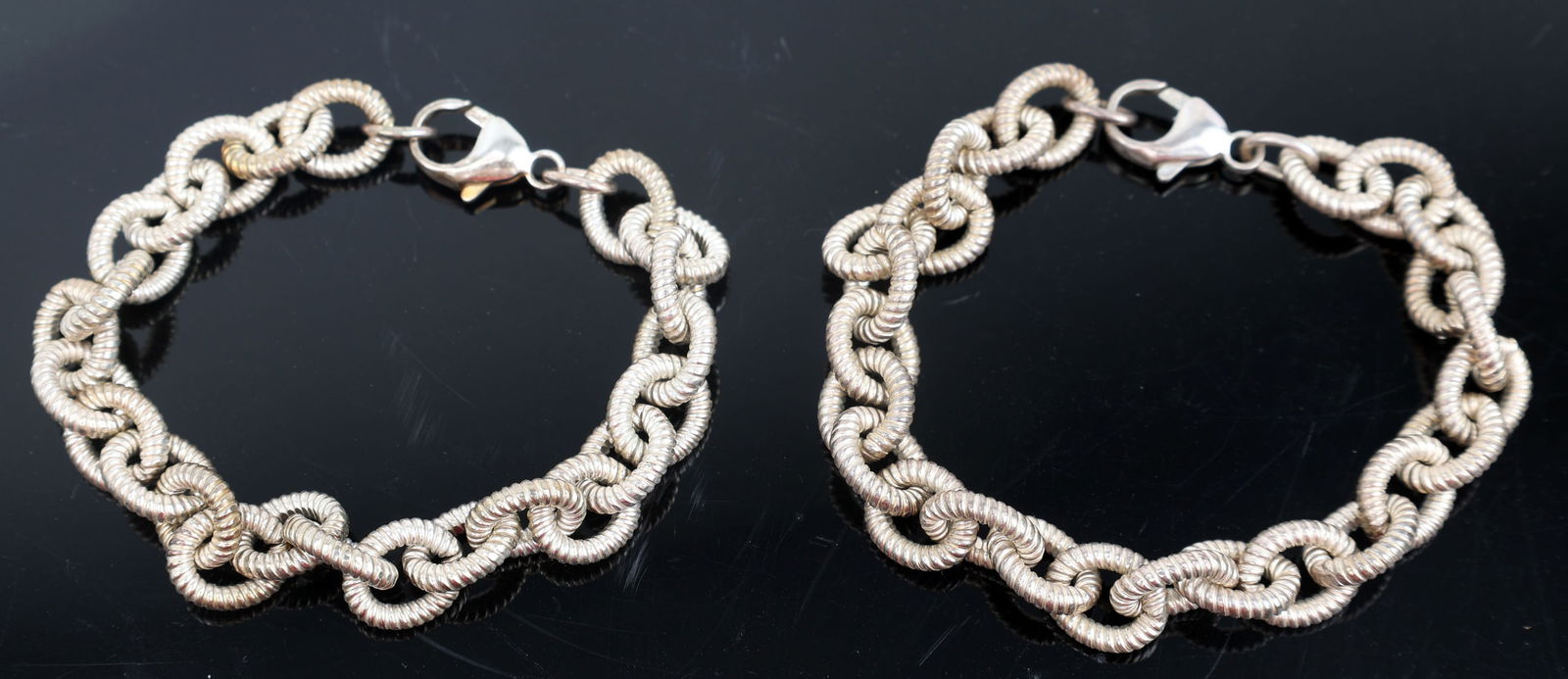 2 STERLING LINK BRACELETS