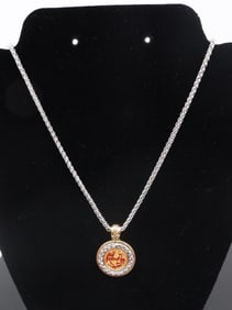 1/20 OZ AU .999 COIN PENDANT SILVER CHAIN & BEZEL
