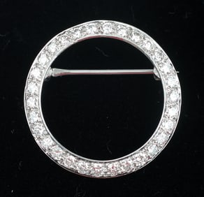 14K LADIES WHITE GOLD & DIAMOND BROOCH